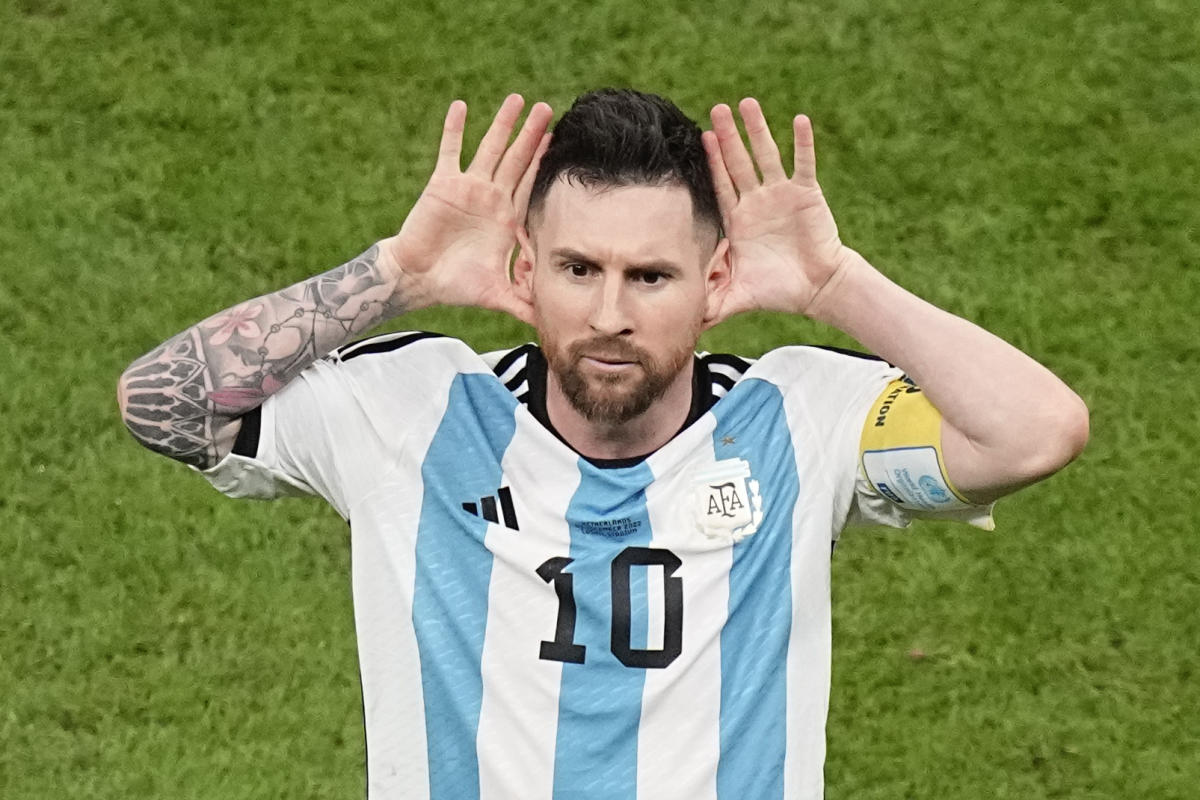 Messi celebrating in the 2022 FIFA World Cup